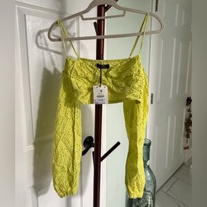 Bershka Neon Yellow Crop Top